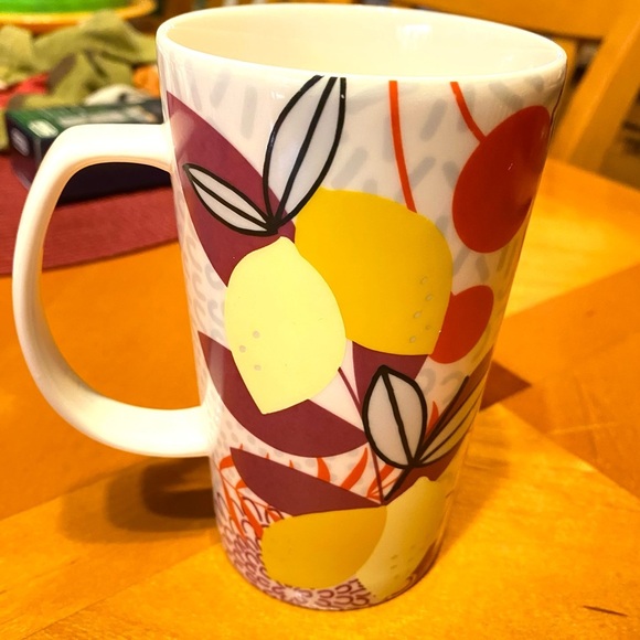Starbucks Tropical Lemon Etched Fruit Ceramic White and Yellow Coffee Cup 16oz - Picture 3 of 5